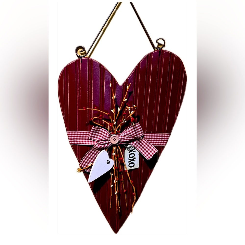 XOXO LOVE Wood & Metal Heart Door Wall Decor Accent 22" L x 10.5" W